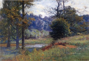 A lo largo del arroyo, también conocido como Zionsville, paisajes impresionistas de Indiana, Theodore Clement Steele Pinturas al óleo